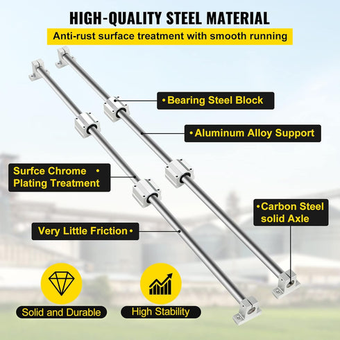 BestEquip Linear Rail Slide Set - 2PCs 20mm x 1000mm with 4Pcs Block Bearings and Shaft Support