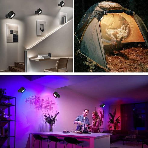 2 3 Dimmable 360 Adetu Pcs LED Wall Mounted Lights, RGB Wall Sconces Lamp with Rechargeable Battery Operated USB Port