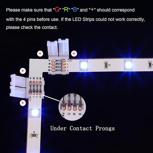 SUPERNIGHT 4Pin LED Light Connectors, 10mm Wide Right Angle Corner T-Shape Adapter for RGB Led Strip Lights