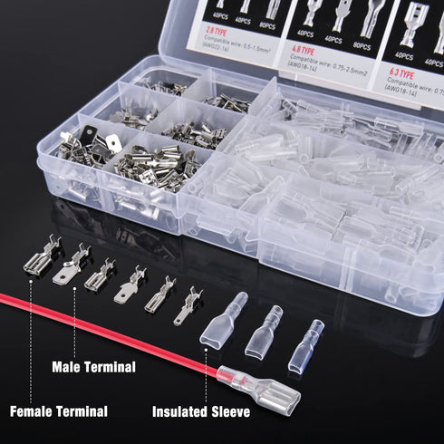 Nilight 480PCS Insulated Male Female Spade Terminals, Quick Splice Assortment for 22-14 ga Electrical Wiring