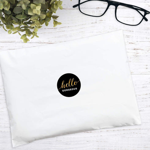 Hello Gorgeous Stickers, 250 Small Business Labels, 1.5" Elegant Gold Foil Envelope Seals, Made in The USA