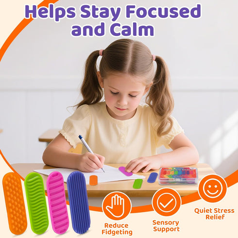 PuraEase 16PC Textured Sensory Stickers for Kids Silicone Adhesive Calm Strips for Anxiety Relief, Autism, ADHD Quiet