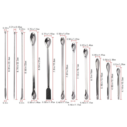 22 Pieces Steel Lab Spatula Micro Scoop Set Tiny Mixing Spatula Laboratory Sampling Spoon for Powders