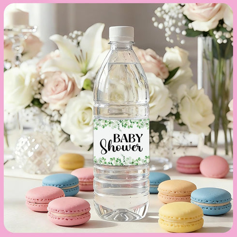 SRLDCR 100PCS Greenery Plant Wraps Water Bottle Labels Water Bottle Labels Waterproof for Baby Shower Party Welcome