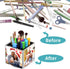 HIIMIEI Acrylic Rotating Pen Holder - Desk Organizer with Picture Frame for 4 Family Photos (White)