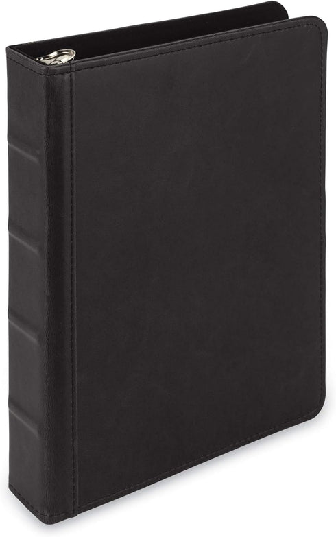 Samsill Vintage Hardback Mini 3 Ring Binder, Black Leather, Professional Organizer, 1 Inch, 5.5 x 8.5, Faux Leather
