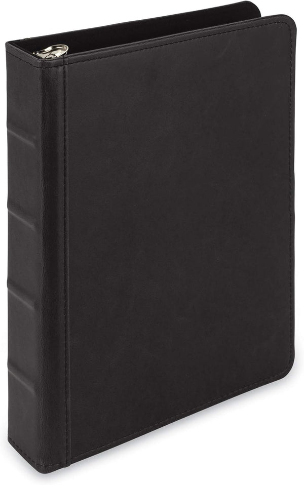 Samsill Vintage Hardback Mini 3 Ring Binder, Black Leather, Professional Organizer, 1 Inch, 5.5 x 8.5, Faux Leather