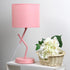 LT1172-PNK 17.13" Simple Designs Metal and Modern Abstract Table Lamp with Drum Fabric Shade, Bedroom, Office, Living
