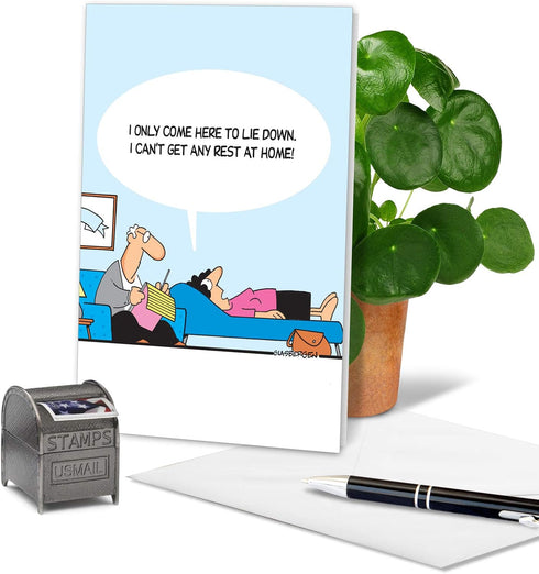 Funny Mother's Day Card with Envelope, Cartoon Greeting, NobleWorks - No Rest At Home 0316