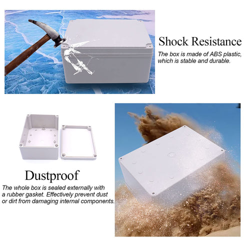 Twidec Waterproof Dustproof IP67 Junction Box, ABS Plastic Electrical Project Box DIY Enclosure Gray 8"x 6"x 4" (200 x