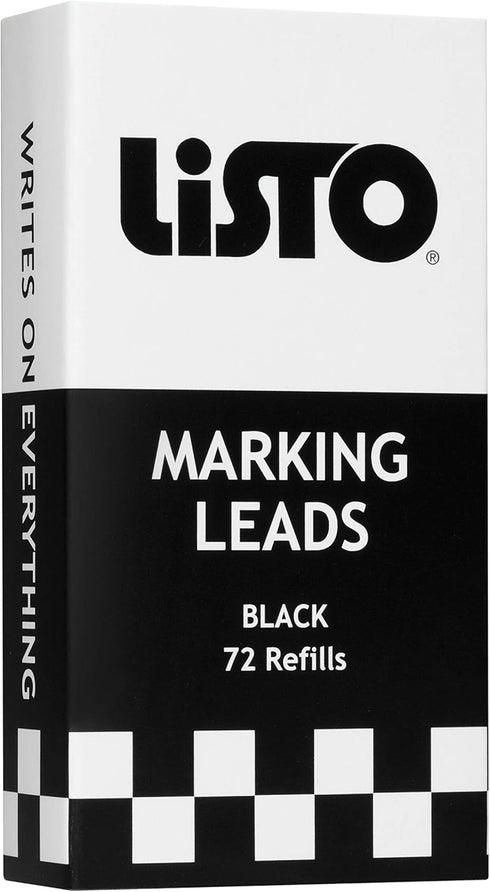 Bundle of Listo 1620 Marking Pencil/Grease Pencils/China Marking Pencils/Wax Pencils, Black, Box of 12 with 72 Refills