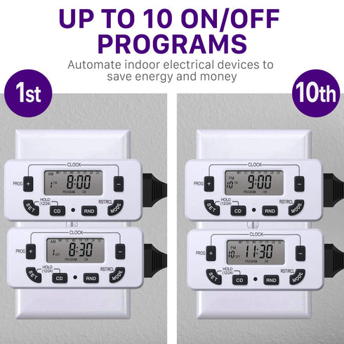 Fosmon 7 Day Programmable Digital Timer, Indoor Plug-in Light Timer Switch for Appliances, 2 Pack