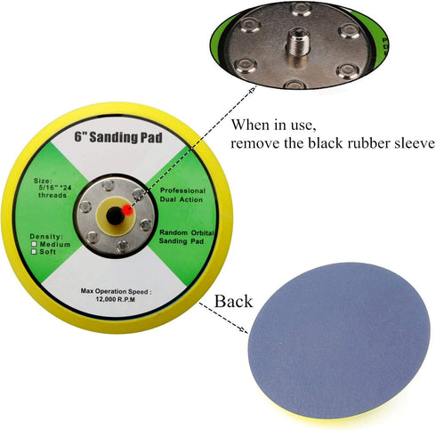 PSA Sanding Pads for Dual Action Air Sander, 6 inch
