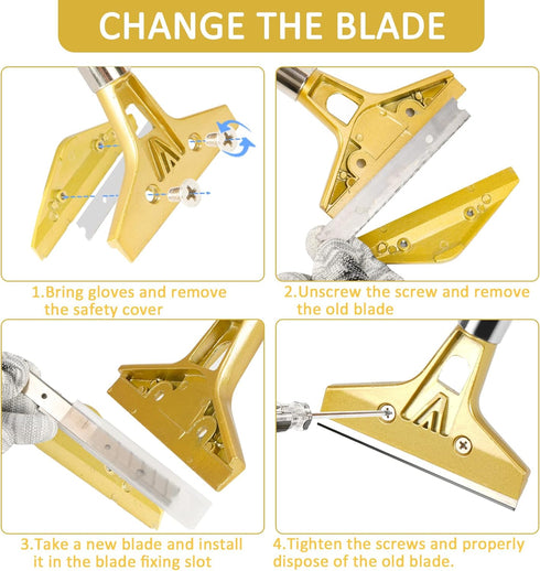 Razor Blade Scraper, 4 In Floor Tool with 20PCS Extra Metal Blades for Cleaning Stove Top, Windows, Glass