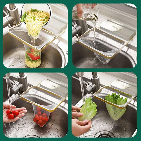 100 Foldable kitchen sink filter basket | disposable mesh bags | Food waste disposal gadget (white)