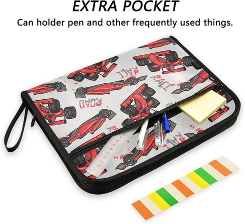 Sport Cars File Folders, Plastic Expandable Folder with 13 Pockets, A4 Letter Size for School Office