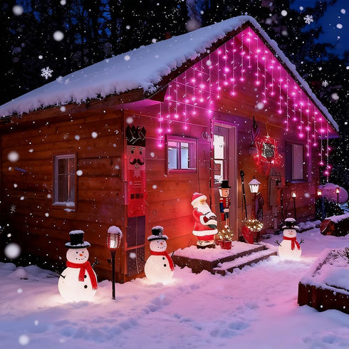 Taoushuleng 96 16 8 Solar LED Icicle String Lights, LED Waterproof Christmas Lamp with Drops, Lighting Modes, Hanging