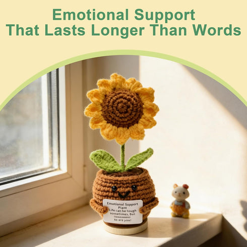 QHGJUTKI Emotional Support Crochet Flowers with Card Positive Gifts for Mom Friend Teacher - Appreciation Birthday