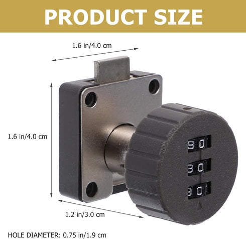 3-Digit WOONEKY Combination Drawer Lock for Cabinets, Keyless Password Lock, Proofing Security for Office Desk, Shoe