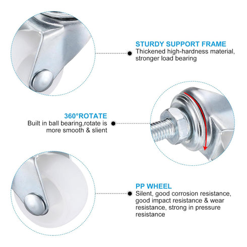 1.5 Inch 4 Pack 110lb/50kg PATIKIL Threaded Swivel Casters, Wire Shelf Caster Wheels Stem Wheels Wire Shelving Load