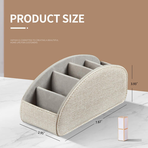 5 Remote Control Holder PU Leather TV Remote Caddy for Table, Compartments Nightstand Organizer for Bedroom