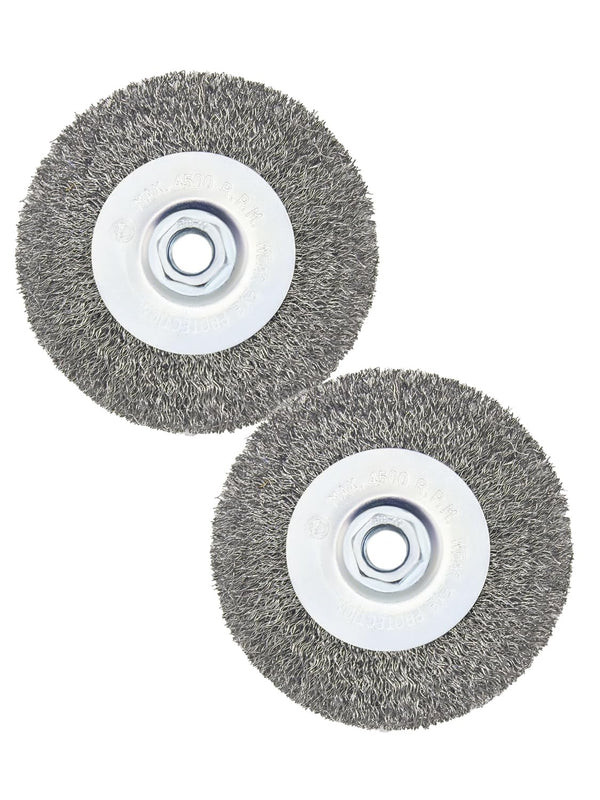 Crimped Wire Wheel Brush 4in with 5/8-11 Threads Arbor for 4-1/2" Angle Grinder, 2pcs