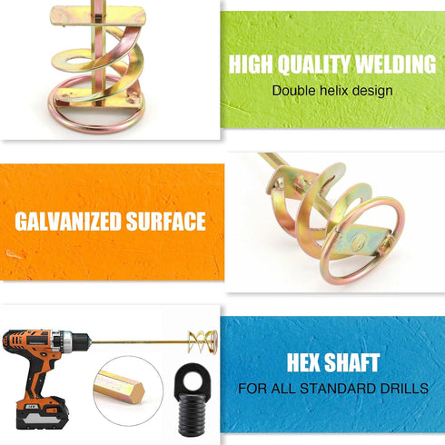 Paint Mixer for Drill, Rust-Proof Paint Stirrer for 1-5 Gallon Bucket, Drill Attachment for Paint, Resin