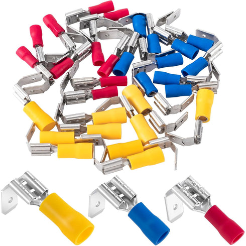 ANCIRS 30pcs Semi-Insulated Piggyback Spade Connectors, Quick Disconnect Cable Crimp Terminals