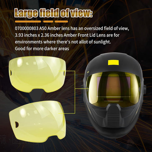AQBB 5-Pack 0700000803 A50, A50 Part,3.94" 2.36"Visible Amber Front Cover Lens Compatible With Sentinel Welding Lens