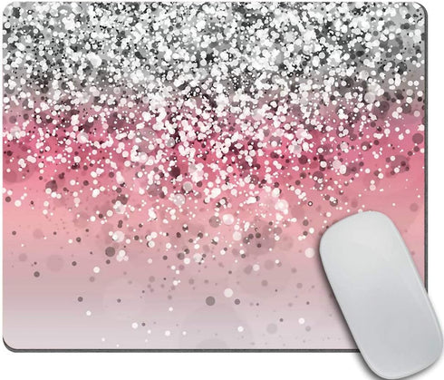 Pink Glitter Background Customized Mouse Pad - Non-Slip Rubber Gaming Pad, 9.5 X 7.9 Inch