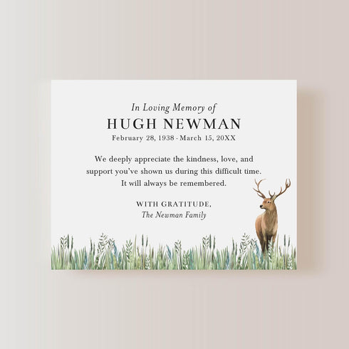 5.5x4.25 In Loving Memory Personalized Funeral Thank You Cards, Greenery and Floral Sympathy Acknowledgement Flat
