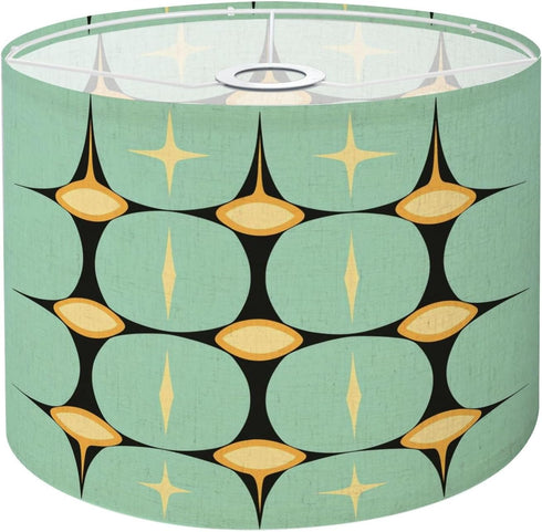 LASENLANP Drum Lamp Shade Mid Century Vintage 1950s Modern Retro Atomic Pattern Geometric