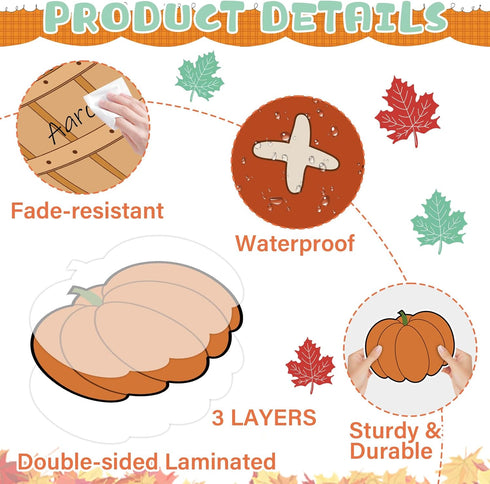 Fall Bulletin Board Decorations Set with Pumpkin Classroom Decors Autumn Maple Leaves for Thanksgiving