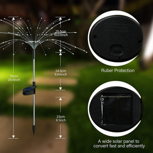 4 480 2 100182987 FOOING Pcs Solar Garden Lights Solar Firework Lights, LED Solar Powered String Light Modes Twinkling