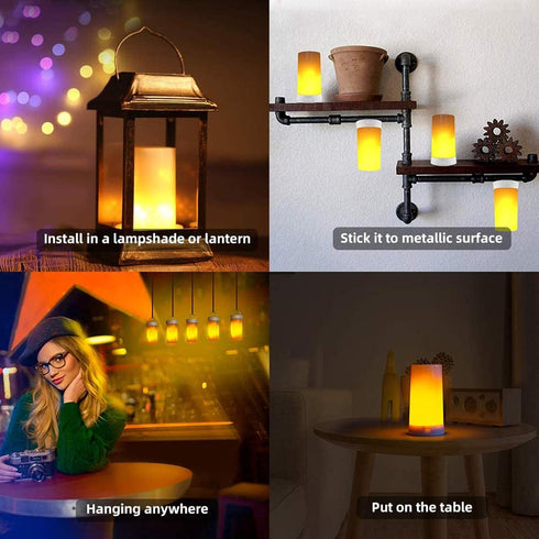 CFGROW Dimmable 4 LED Flame Effect Light, USB Rechargeable Outdoor Flame Table Lamp Waterproof Modes Lantern