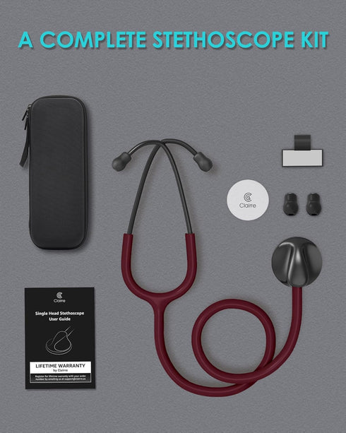 Lightweight Stethoscopes for Nurses, Doctors, Nursing Students, Single Head Heartbeat Monitor with Accessories