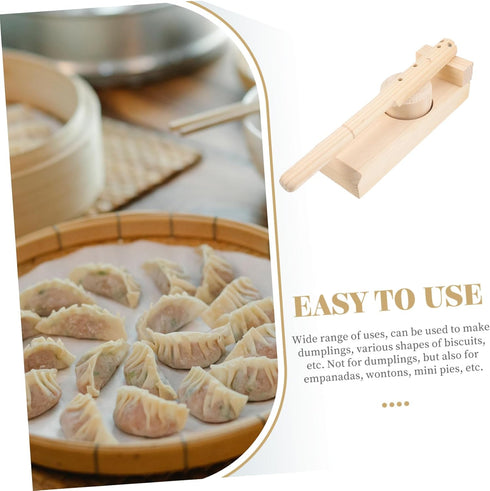 Cabilock Wooden Dumpling Wrapper Press Long Handle Maker Tool for Rice Cakes and Dumpling Skin Easy to Use Kitchen