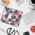 Round Face Cat Mouse Pad, Square Stitched Edge, Premium Washable Cloth, Non-Slip Rubber Base, 9.25x7.75x0.12 inch