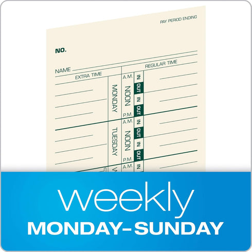 TOPS Weekly Employee Time Cards - One Sided Time Tracking Cards, Green Ink Print, 9" x 3.5", Manila Stock, 500 Cards