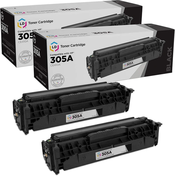 LD Products Remanufactured Toner Cartridge Replacement for HP 305A CE410A (Black, 2-Pack) for HP Laserjet 300 400 Series
