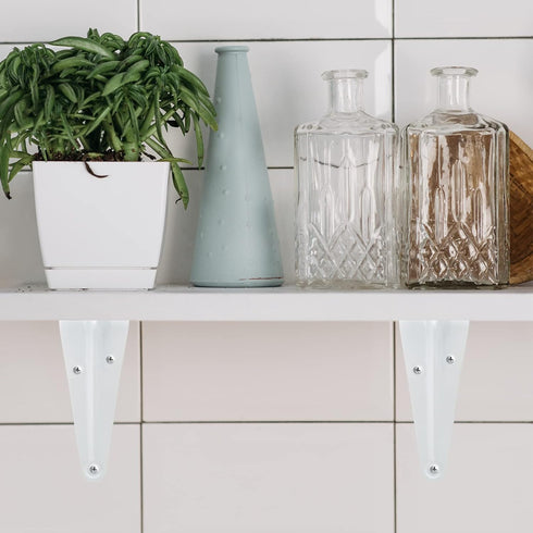 Uenhoy 10 Pack 8 Inch (8" 6") White Shelf Brackets Metal Floating Shelf Brackets Heavy Duty L Brackets for Shelves