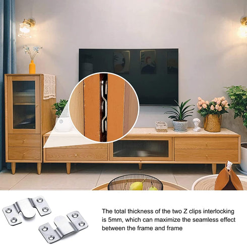 Flush Mount Bracket, 56 x 30mm Interlocking Hanging Brackets for Picture Hanging and Sectional Couch Connectors (4
