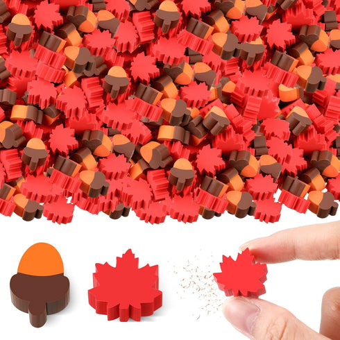 Thanksgiving Mini Erasers for Kids Bulk, Acorn Maple Leaf Cute Fun Erasers, Fall Classroom Stationery Party Favor (120
