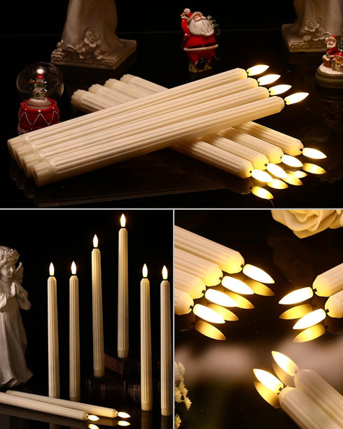 36 White,0.8x11 Inches,Roman Treela Pieces Flameless Taper Candles Flickering Faux LED Battery Operated Electric Fake