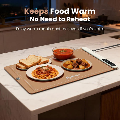 24"x15" 6 Settings Warming Mat for Food, Food Warming Mat Temperature & Timer Upgrade Graphene Fast Full Surface
