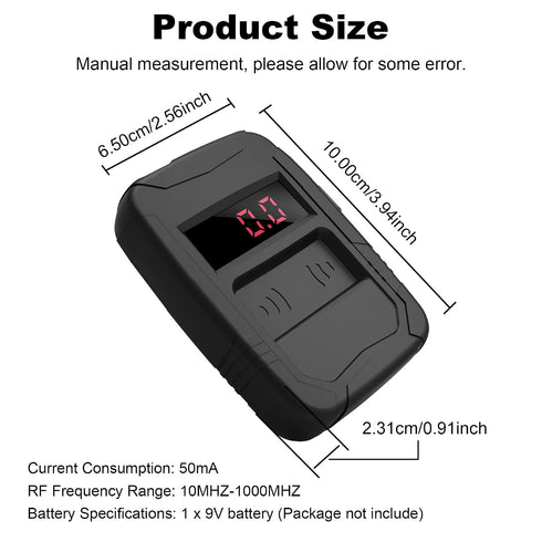 10 MHZ-1000 PL001 315/433/868/902MHZ, WOYO Car Key Fob Tester RF Frequency Tester MHZ, Remote Control Detector Infrared