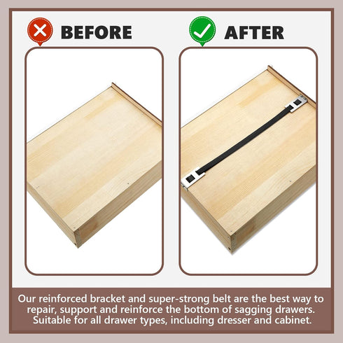 6 Set Drawer Repair Kit with Support Brackets and Screws for Reinforcing Broken Sagging Wood Drawers
