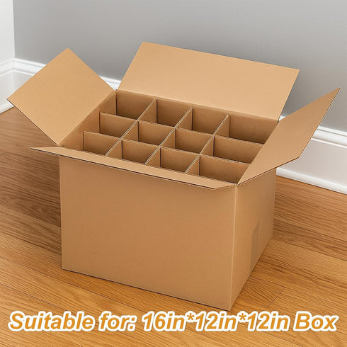 Zelphvt 4 Sets Packing Packing 48 16x12x12 Inch Moving Box Glasses Divider Kits Glass Kits for Moving Box, Cardboard