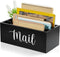 DRASTAR Wooden Mail Organizer with 3 Slots, Black Countertop Mail Holder, Desktop Sorter for Home Office Accessories