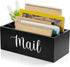 DRASTAR Wooden Mail Organizer with 3 Slots, Black Countertop Mail Holder, Desktop Sorter for Home Office Accessories
